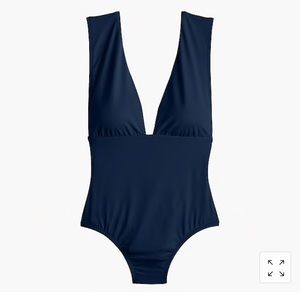 NWT JCrew V-Neck Plunge One-Piece Swim Navy (Sz 0)